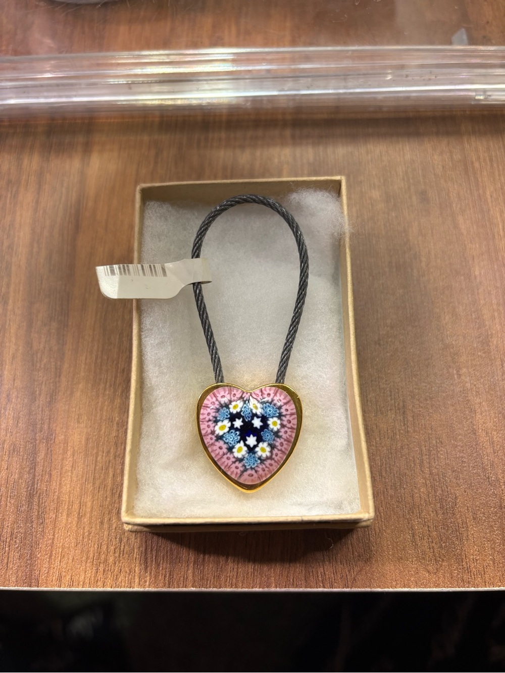 JBK Jackie Kennedy Murano Millefiori Glass Heart Key Ring Holder - NWT - Picture 3 of 3